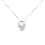 14K white gold necklace with princess and baguette oval diamond pendant thumbnail 1