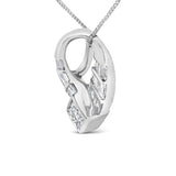 14k White Gold 1 5/8 Cttw Invisible Set Princess and Channel Set Baguette Diamond Curved Oval Shape Pendant Necklace (G-H Color, VS2-SI1 Clarity)-3 thumbnail 4