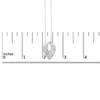 14k White Gold 1 5/8 Cttw Invisible Set Princess and Channel Set Baguette Diamond Curved Oval Shape Pendant Necklace (G-H Color, VS2-SI1 Clarity)