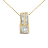 14K Yellow Gold 1 1/4 cttw Princess and Baguette Cut Geometric Inspired Diamond Pendant Necklace (H-I, VS1-VS2)-0 thumbnail 1