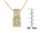 14K Yellow Gold 1 1/4 cttw Princess and Baguette Cut Geometric Inspired Diamond Pendant Necklace (H-I, VS1-VS2)-4 thumbnail 5