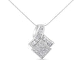 14K white gold necklace with princess and baguette diamond stones