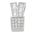 14K white gold necklace with princess and baguette diamond stones