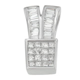 14K white gold necklace with princess and baguette diamond stones thumbnail 1