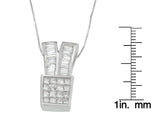 14K White Gold 1 1/3 cttw Princess and Baguette Cut Diamond Sparkling Shapes Pendant Necklace (H-I, SI1-SI2)-3 thumbnail 4
