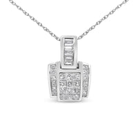 14K White Gold 2 1/5 Cttw Princess Cut Composite Diamond Pendant with Diamond Bale Pendant Necklace (H-I Color,SI1-SI2 Clarity) - NO CHAIN INCLUDED