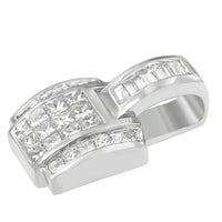 14K White Gold 2 1/5 Cttw Princess Cut Composite Diamond Pendant with Diamond Bale Pendant Necklace (H-I Color,SI1-SI2 Clarity) - NO CHAIN INCLUDED