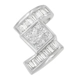 14K White Gold 1 2/5 cttw Princess and Baguette Cut Diamond Zig Zag Pendant Necklace (H-I, SI1-SI2)-1 thumbnail 2