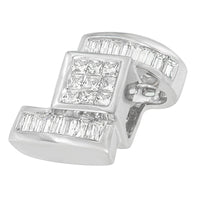 14K White Gold 1 2/5 cttw Princess and Baguette Cut Diamond Zig Zag Pendant Necklace (H-I, SI1-SI2)