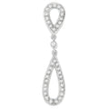 14K white gold necklace with round diamond stones in a double teardrop pendant