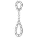 14K white gold necklace with round diamond stones in a double teardrop pendant thumbnail 1