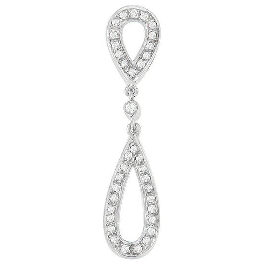 14 White Gold 1/4 cttw Round Cut Diamond Double Tear Drop Pendant Necklace (H-I, I2-I3)-0