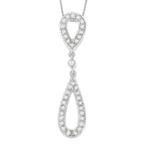14 White Gold 1/4 cttw Round Cut Diamond Double Tear Drop Pendant Necklace (H-I, I2-I3)-1 thumbnail 2