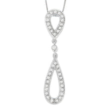 14 White Gold 1/4 cttw Round Cut Diamond Double Tear Drop Pendant Necklace (H-I, I2-I3)-1