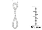 14 White Gold 1/4 cttw Round Cut Diamond Double Tear Drop Pendant Necklace (H-I, I2-I3)-3 thumbnail 4