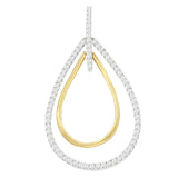 14K two-tone gold necklace with round diamond stones in a double burst halo thumbnail 1