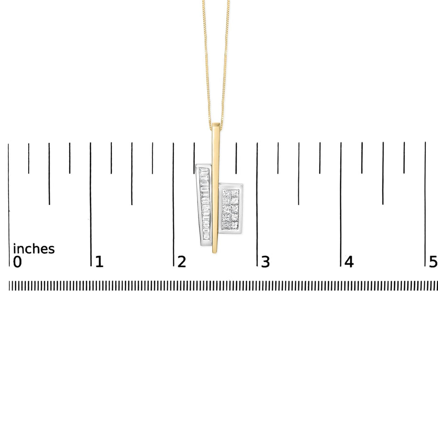 18K Yellow and White Gold 1 7/8 Cttw Princess Baguette Diamond Key Shaped 18
