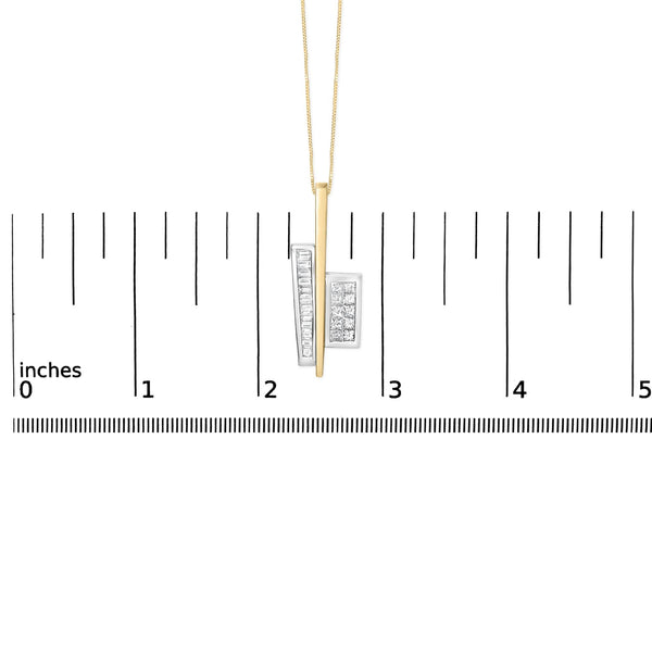 18K Yellow and White Gold 1 7/8 Cttw Princess Baguette Diamond Key Shaped 18