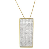 14K yellow gold necklace with princess cut diamond block pendant thumbnail 1