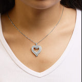 .925 Sterling Silver 1.00 Cttw Baguette Diamond Composite Open Heart 18