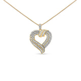 .925 Sterling Silver 1.00 Cttw Baguette Diamond Composite Open Heart 18