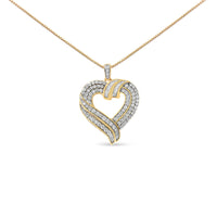 .925 Sterling Silver 1.00 Cttw Baguette Diamond Composite Open Heart 18