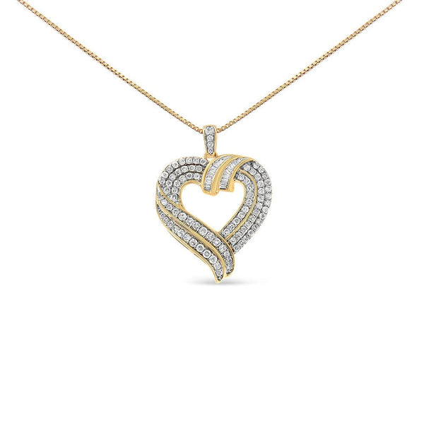 .925 Sterling Silver 1.00 Cttw Baguette Diamond Composite Open Heart 18