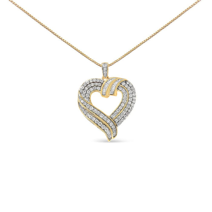 .925 Sterling Silver 1.00 Cttw Baguette Diamond Composite Open Heart 18