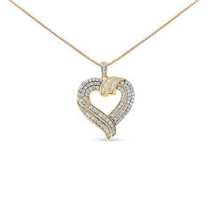 .925 Sterling Silver 1.00 Cttw Baguette Diamond Composite Open Heart 18