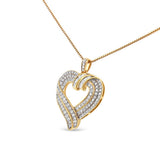 .925 Sterling Silver 1.00 Cttw Baguette Diamond Composite Open Heart 18