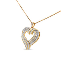.925 Sterling Silver 1.00 Cttw Baguette Diamond Composite Open Heart 18