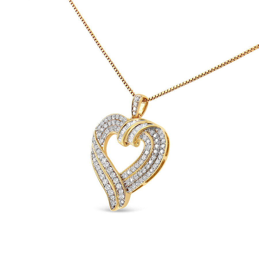 .925 Sterling Silver 1.00 Cttw Baguette Diamond Composite Open Heart 18