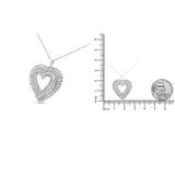 .925 Sterling Silver 1 1/4 Cttw Round and Baguette-Cut Diamond Composite Heart 18