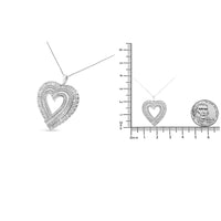 .925 Sterling Silver 1 1/4 Cttw Round and Baguette-Cut Diamond Composite Heart 18