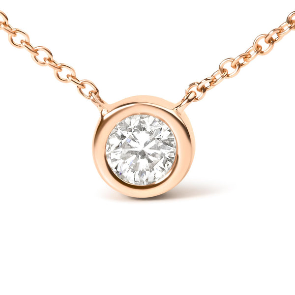 10K Gold 1/10 Carat Round Brilliant-Cut Diamond Modern Bezel-Set Solitaire 16