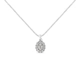 925 sterling silver necklace with oval diamond cluster pendant on 18-inch chain thumbnail 1