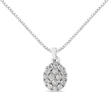 .925 Sterling Silver 1 1/2 Cttw Diamond Oval Cluster Pendant Necklace (I-J Color, I2-I3 Clarity) - 18