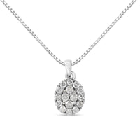 .925 Sterling Silver 1 1/2 Cttw Diamond Oval Cluster Pendant Necklace (I-J Color, I2-I3 Clarity) - 18