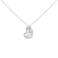 925 two-tone sterling silver Mom necklace with heart-shaped diamond stones