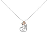 925 two-tone sterling silver Mom necklace with heart-shaped diamond stones thumbnail 1