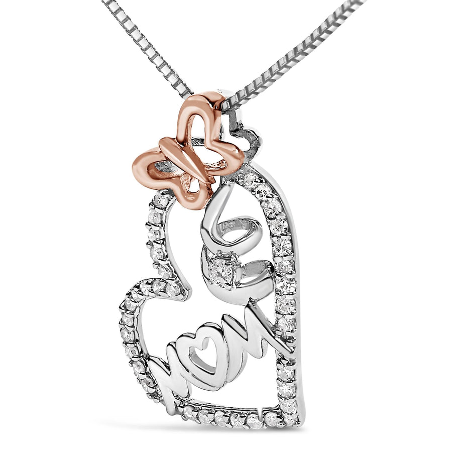 Two Tone .925 Sterling Silver 1/5 cttw Diamond 