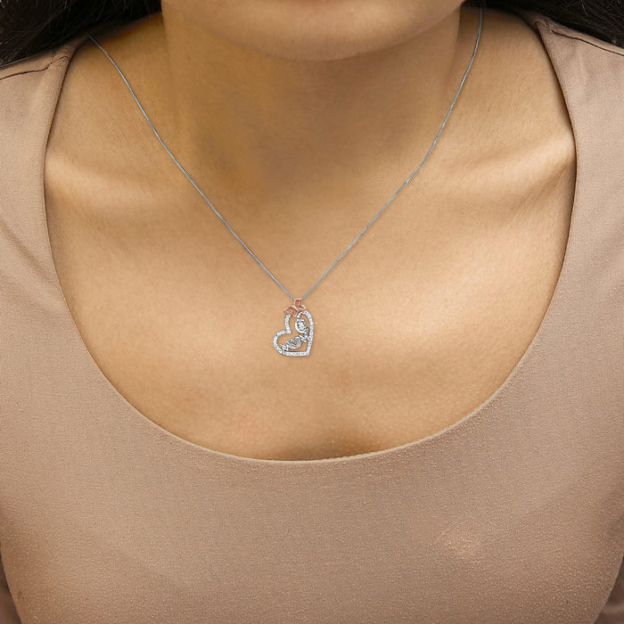 Two Tone .925 Sterling Silver 1/5 cttw Diamond 