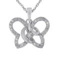 925 sterling silver butterfly pendant necklace with prong-set round diamond stones