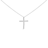 .925 Sterling Silver 1/6 Cttw Brilliant-Cut Diamond Miracle-Set Shared Prong Cross 18