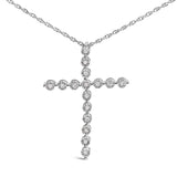 .925 Sterling Silver 1/6 Cttw Brilliant-Cut Diamond Miracle-Set Shared Prong Cross 18