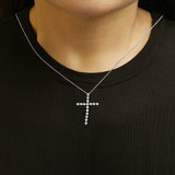 .925 Sterling Silver 1/6 Cttw Brilliant-Cut Diamond Miracle-Set Shared Prong Cross 18