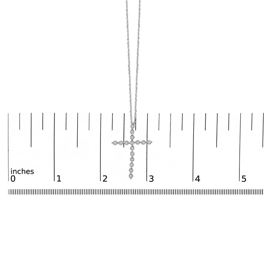 .925 Sterling Silver 1/6 Cttw Brilliant-Cut Diamond Miracle-Set Shared Prong Cross 18