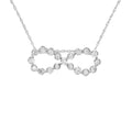 925 sterling silver infinity necklace with round diamond stones along the loop
