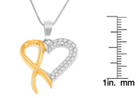 .925 Sterling Silver Two Toned 1/4 cttw Round Cut Diamond Pendant Necklace (H-I, I2-I3)