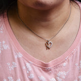 10K Yellow Gold Plated .925 Sterling Silver 1/5 Cttw Diamond Ribbon Heart Pendant Necklace (H-I Color, I2-I3 Clarity) - 18